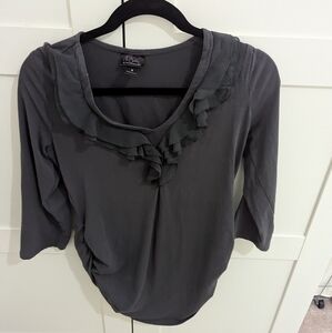 Grey laced neckline maternity top